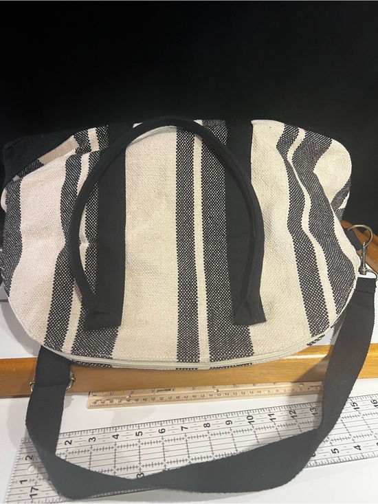 Universal Thread Handbags - Universal Thread Cream Canvas Tote with Black Logo weekender